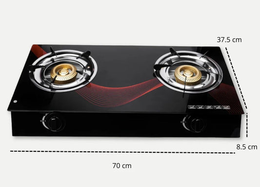 Cocina encimera a gas vidrio templado 2 platos